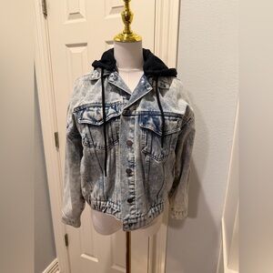 Women's Denim Jacket with Black Hood